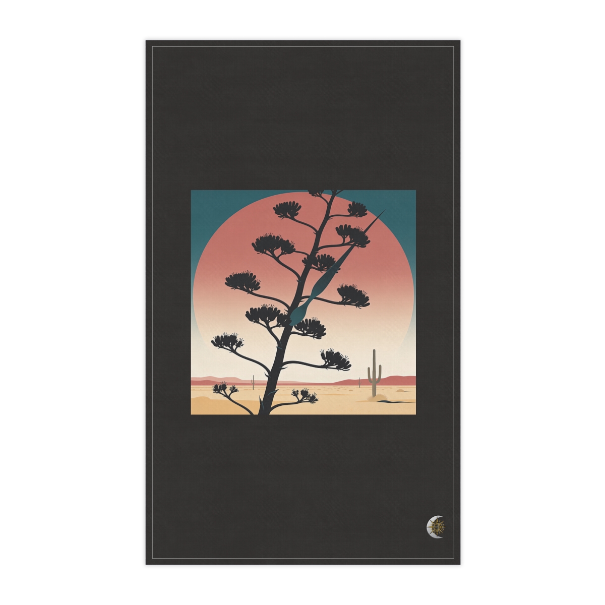 HD Desert spoon plant crossing a large semicircle of dusk sky 100% Cotton Twill Tea Towel