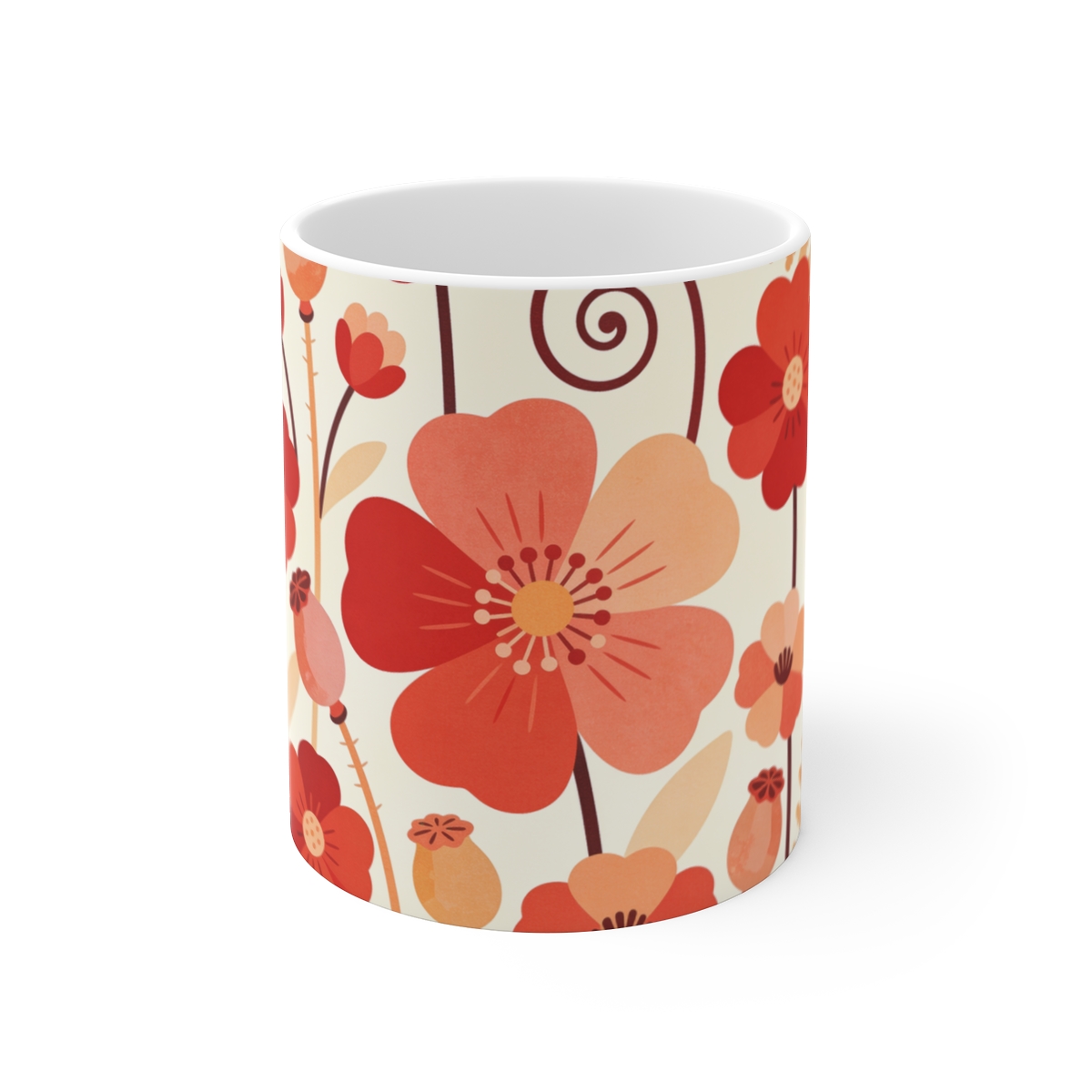 HD Layered meadow blossoms, seedpods and curling fern fronds Ceramic Mug 11oz