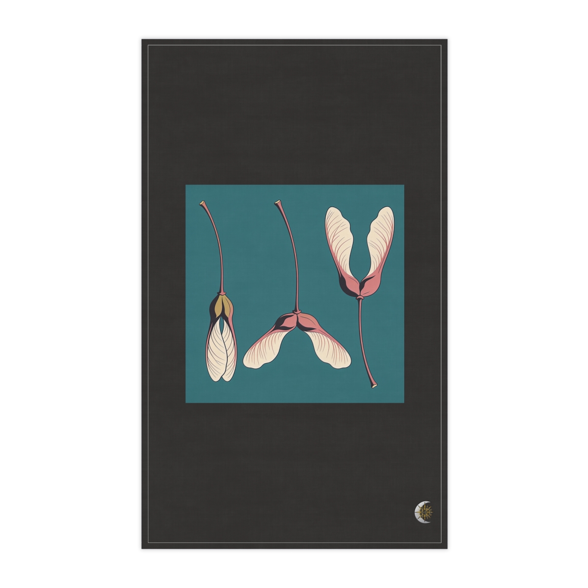 HD Maple samara pair arranged as three distinct growth stages 100% Cotton Twill Tea Towel