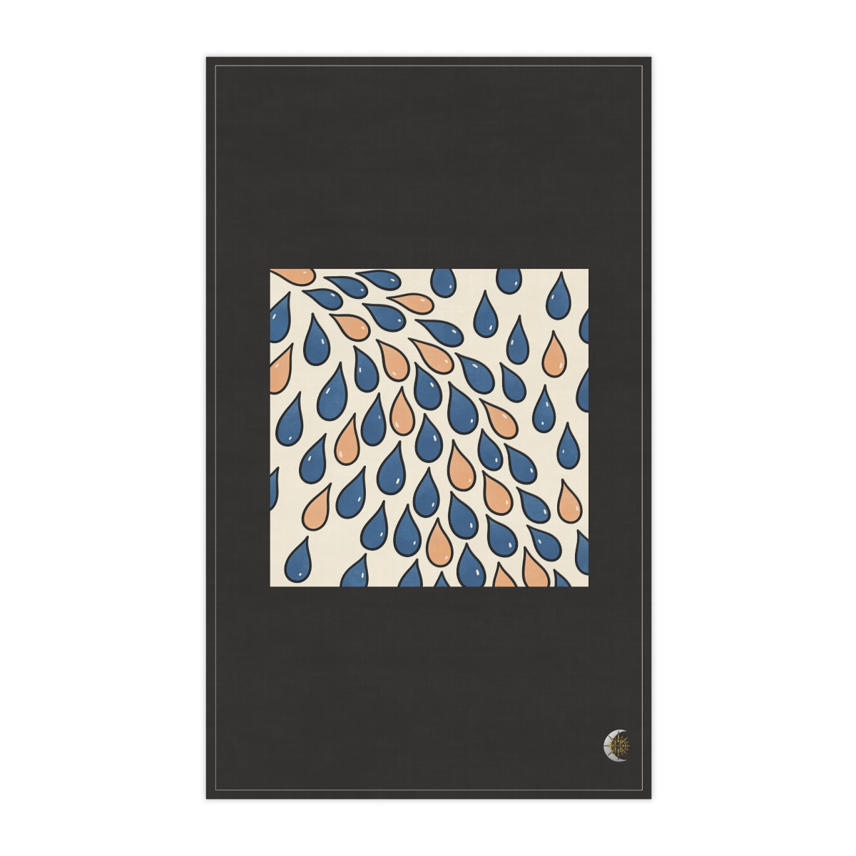 HD Uneven raindrop ovals gathering into a broad diagonal band 100% Cotton Twill Tea Towel