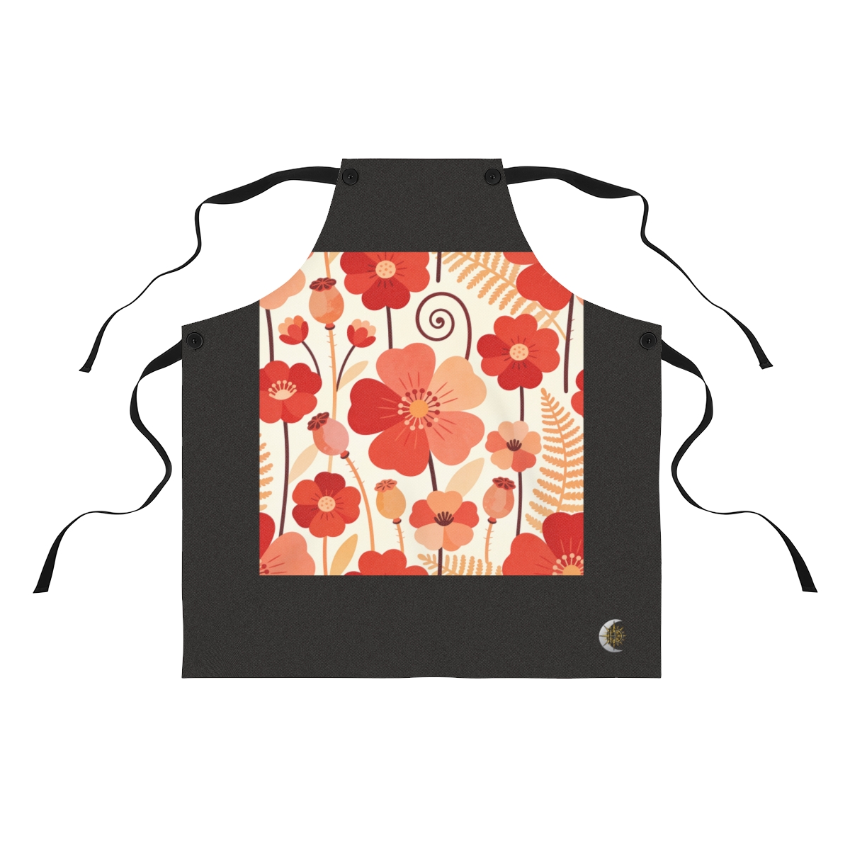 HD Layered meadow blossoms, seedpods and curling fern fronds Polyester Kitchen Apron