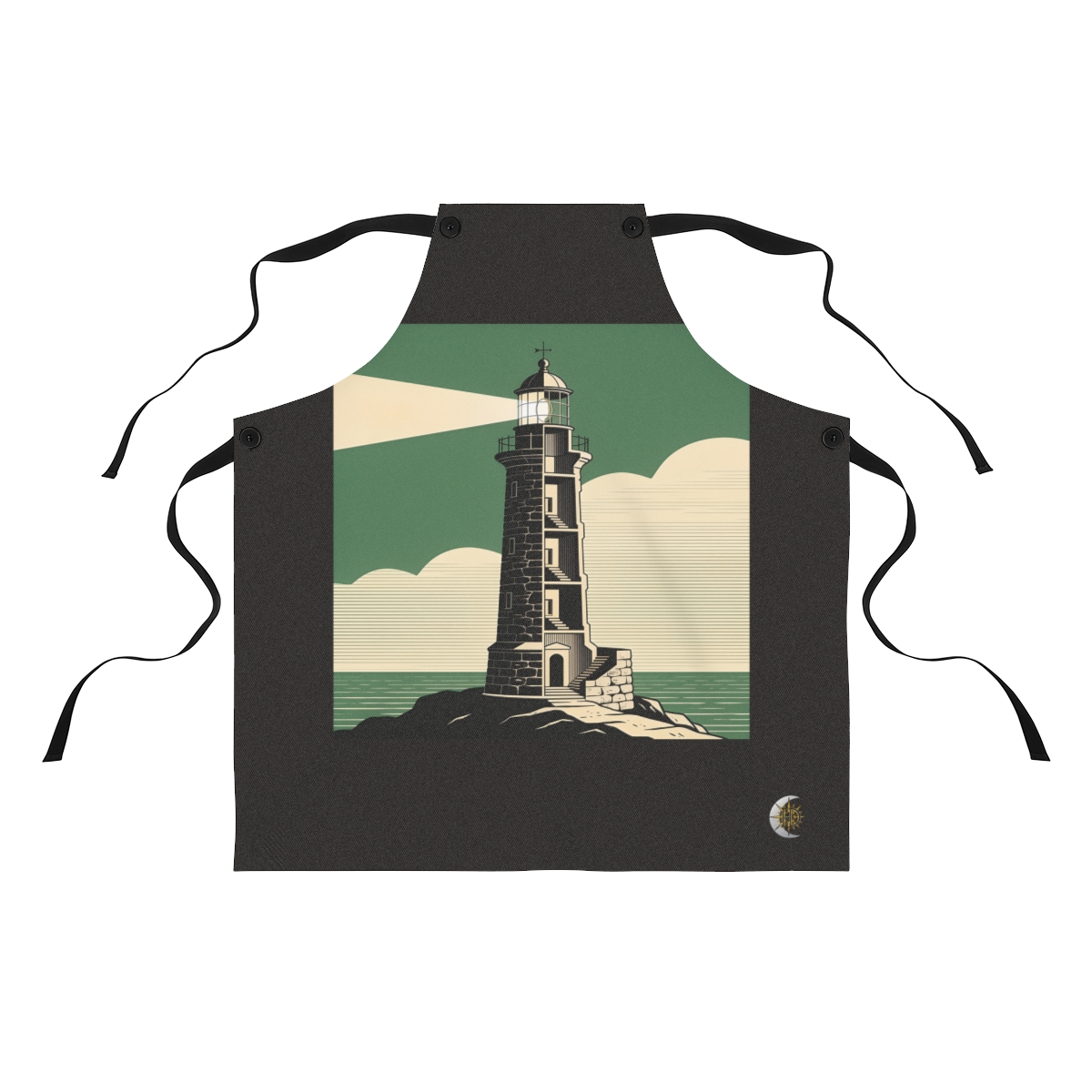 HD Stone lighthouse cut through to reveal its structural rhythm Polyester Kitchen Apron