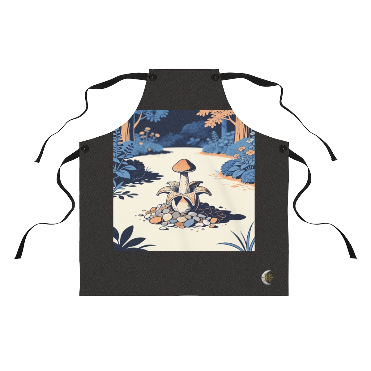 HD Earthstar fungus rising from an island of smooth pebbles Polyester Kitchen Apron