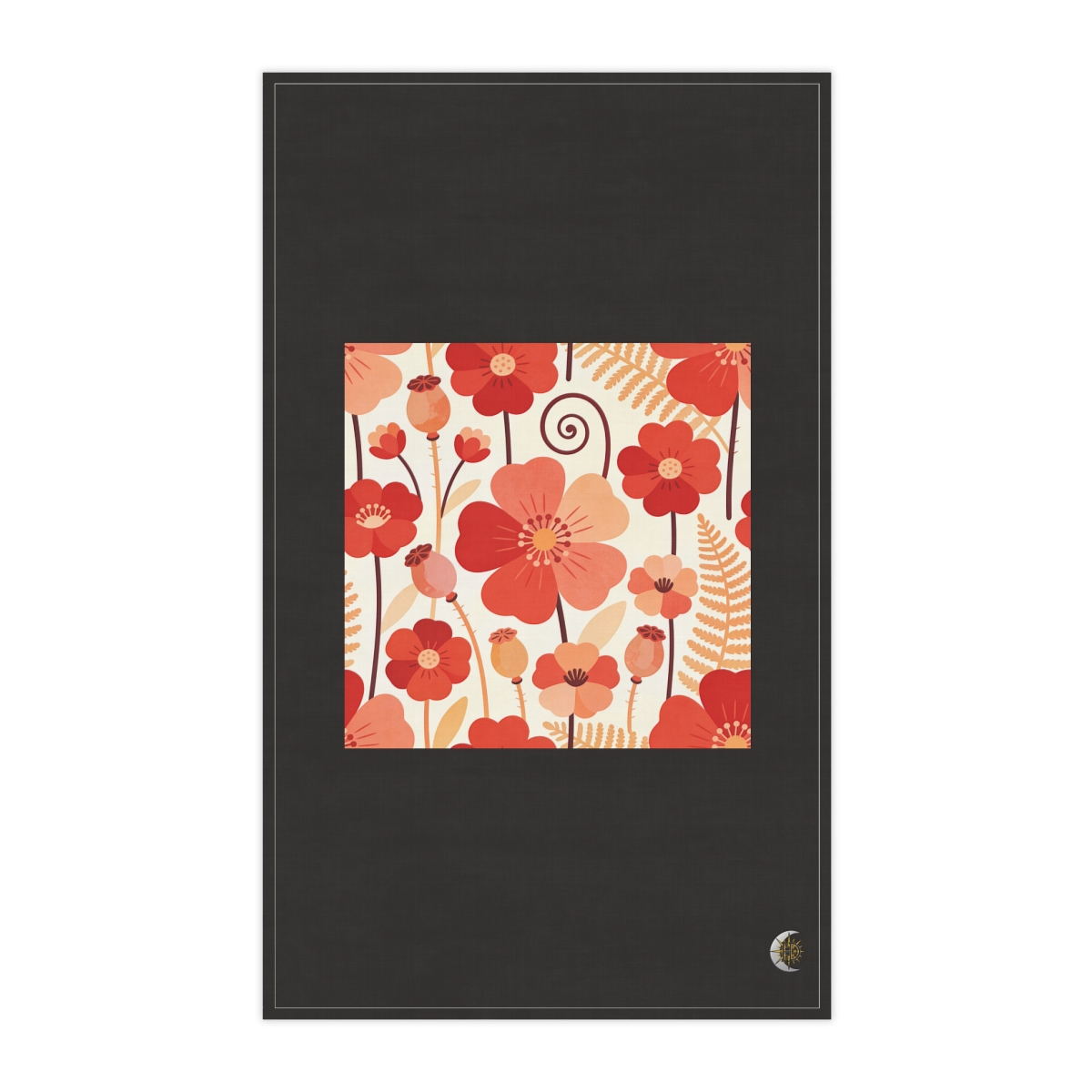 HD Layered meadow blossoms, seedpods and curling fern fronds 100% Cotton Twill Tea Towel