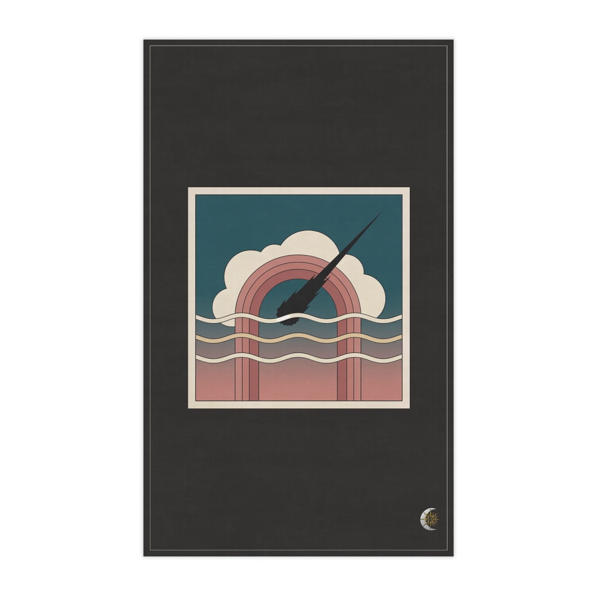 HD Meteor through a cloud arch crossed by three parallel wave lines 100% Cotton Twill Tea Towel