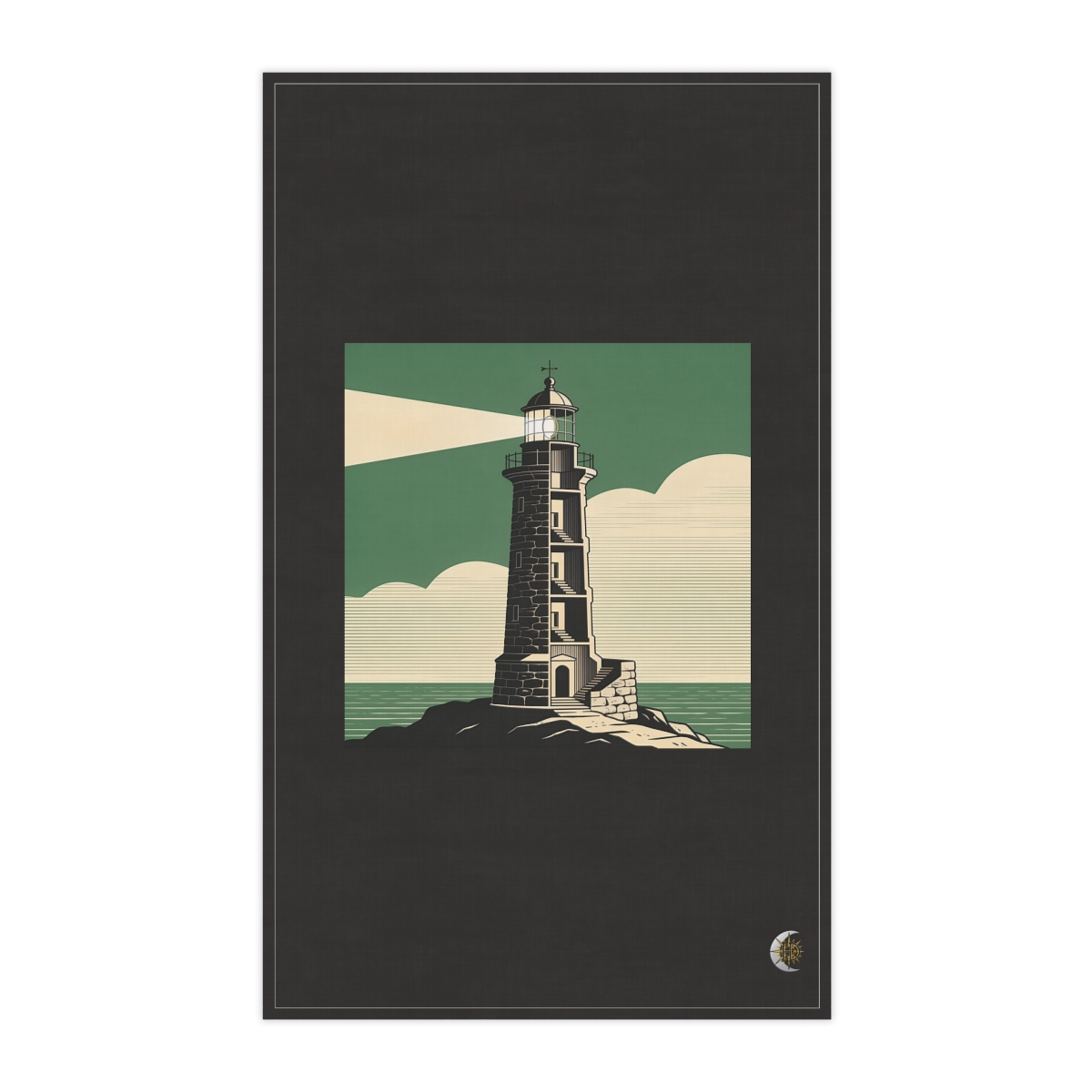 HD Stone lighthouse cut through to reveal its structural rhythm 100% Cotton Twill Tea Towel