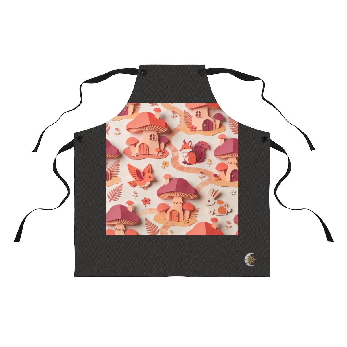 HD Welcoming mushroom village in an imaginary woodland without inhabitants Polyester Kitchen Apron