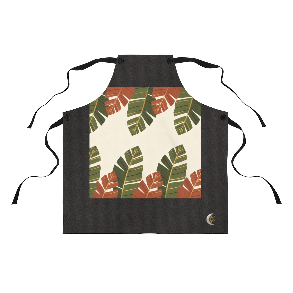 HD Folded leaf silhouettes alternating dense clusters with empty lanes Polyester Kitchen Apron
