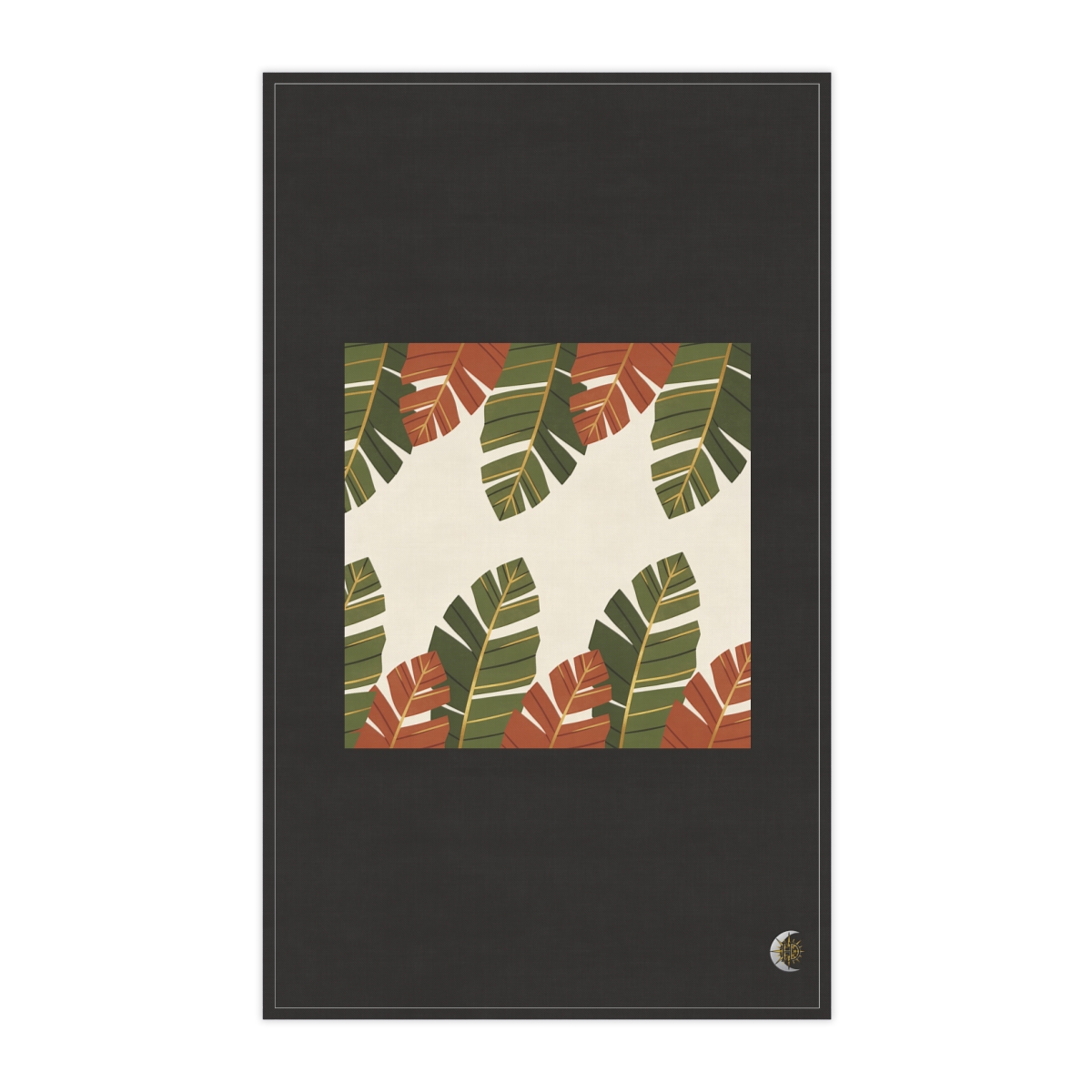 HD Folded leaf silhouettes alternating dense clusters with empty lanes 100% Cotton Twill Tea Towel