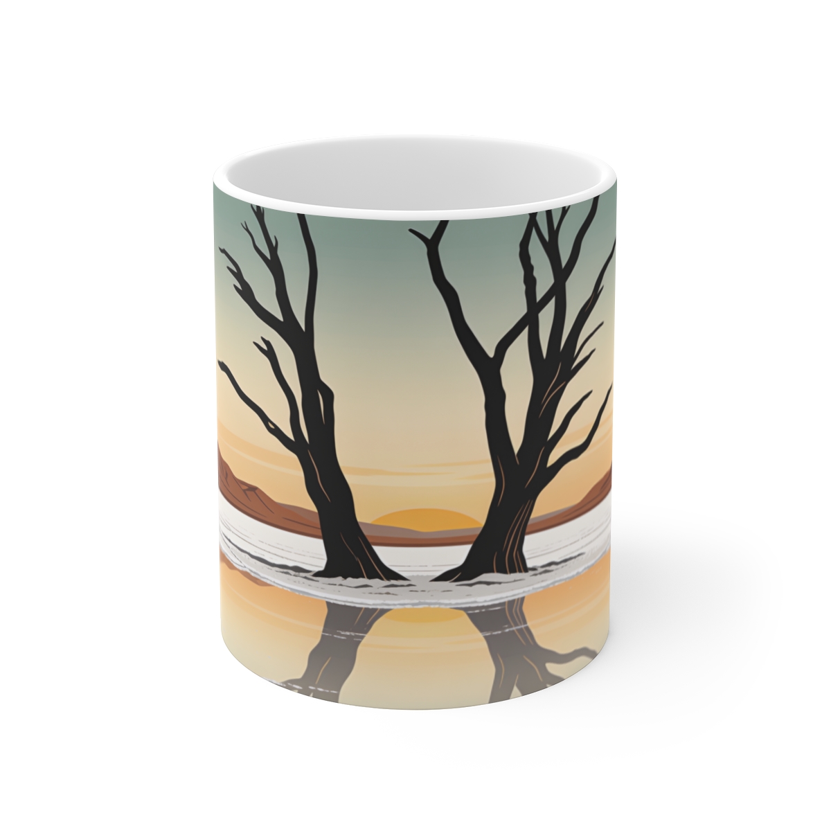 HD Salt flat reflected in a broad band of still water Ceramic Mug 11oz