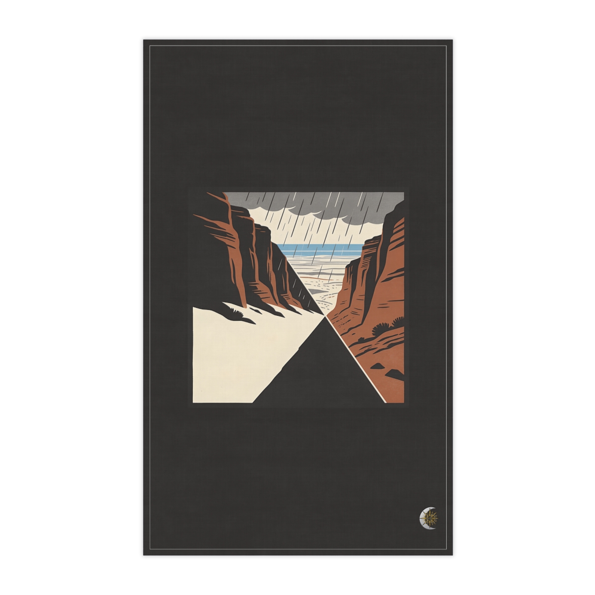 HD Slot canyon dividing the image along a steep diagonal 100% Cotton Twill Tea Towel