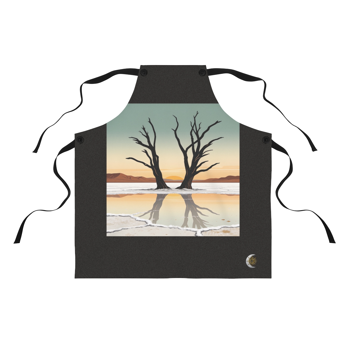 HD Salt flat reflected in a broad band of still water Polyester Kitchen Apron