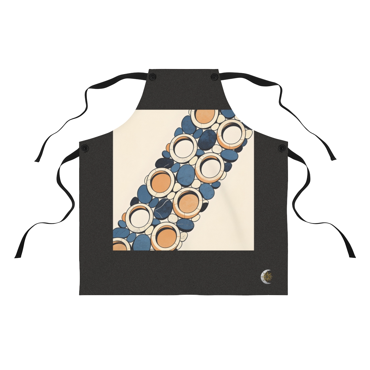 HD Pebble rings gathering into a broad diagonal band Polyester Kitchen Apron