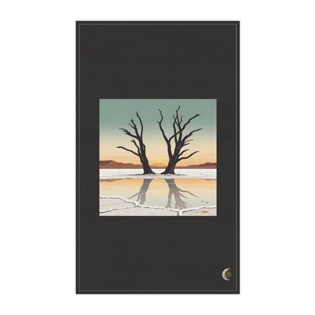 HD Salt flat reflected in a broad band of still water 100% Cotton Twill Tea Towel
