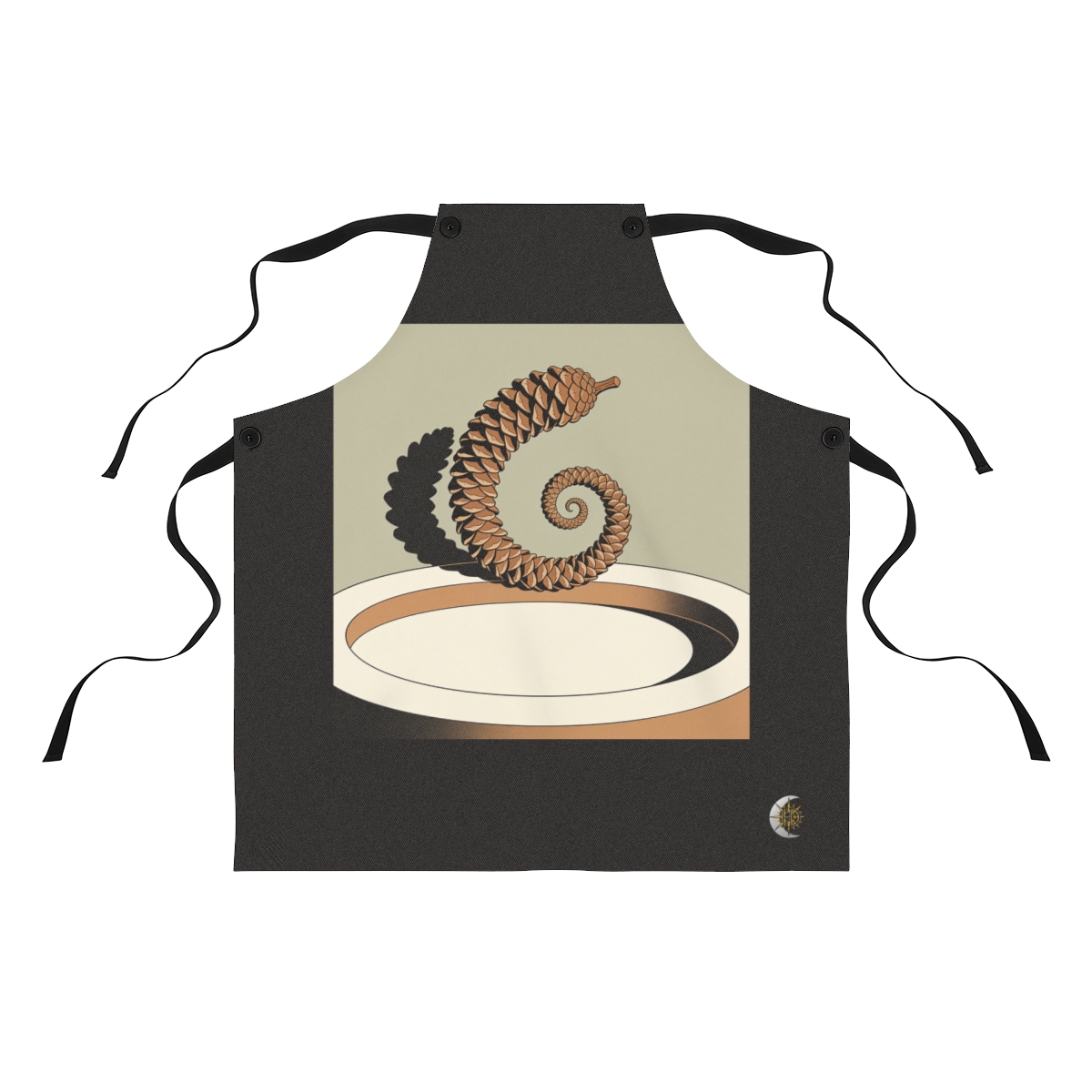 HD Pine-cone spiral arching across a rounded pool of open space Polyester Kitchen Apron