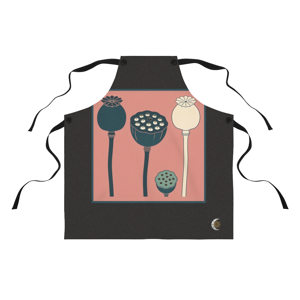 HD Lotus seed head arranged as three distinct growth stages Polyester Kitchen Apron
