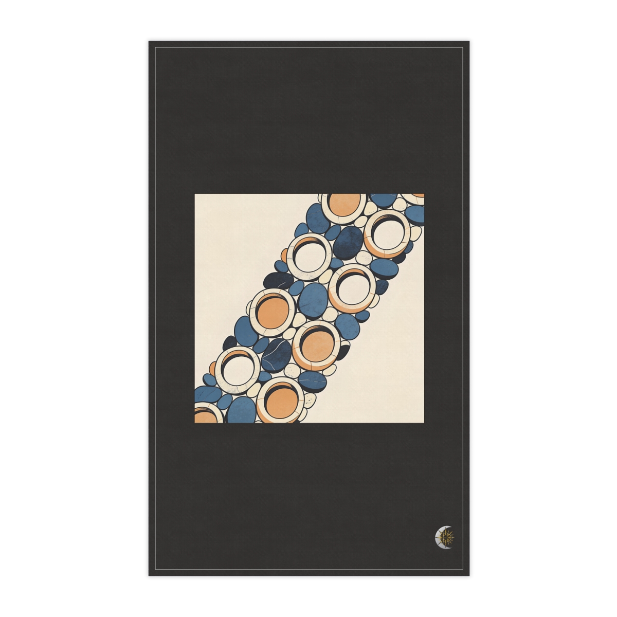 HD Pebble rings gathering into a broad diagonal band 100% Cotton Twill Tea Towel