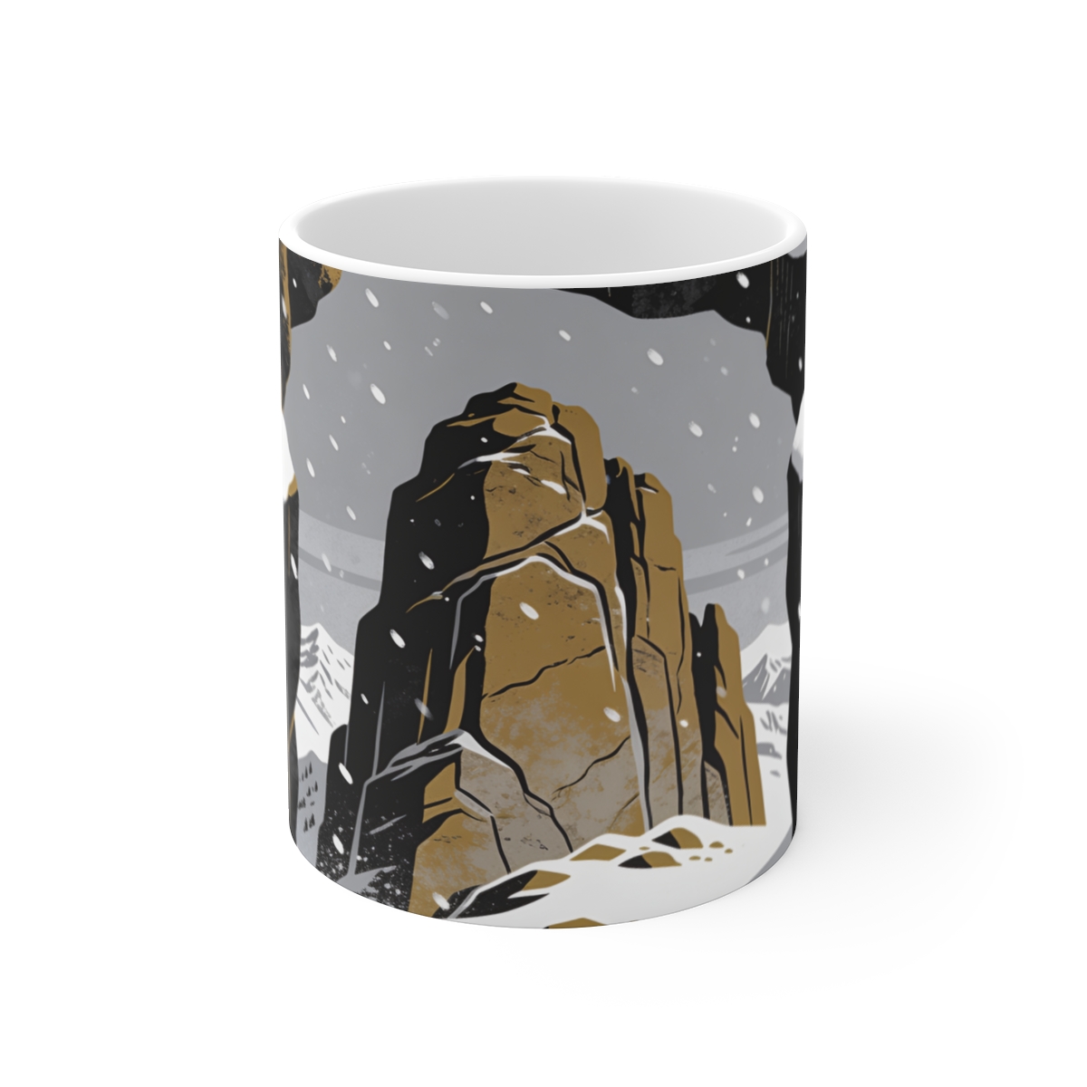 HD Granite massif framed by a broken foreground rock edge Ceramic Mug 11oz