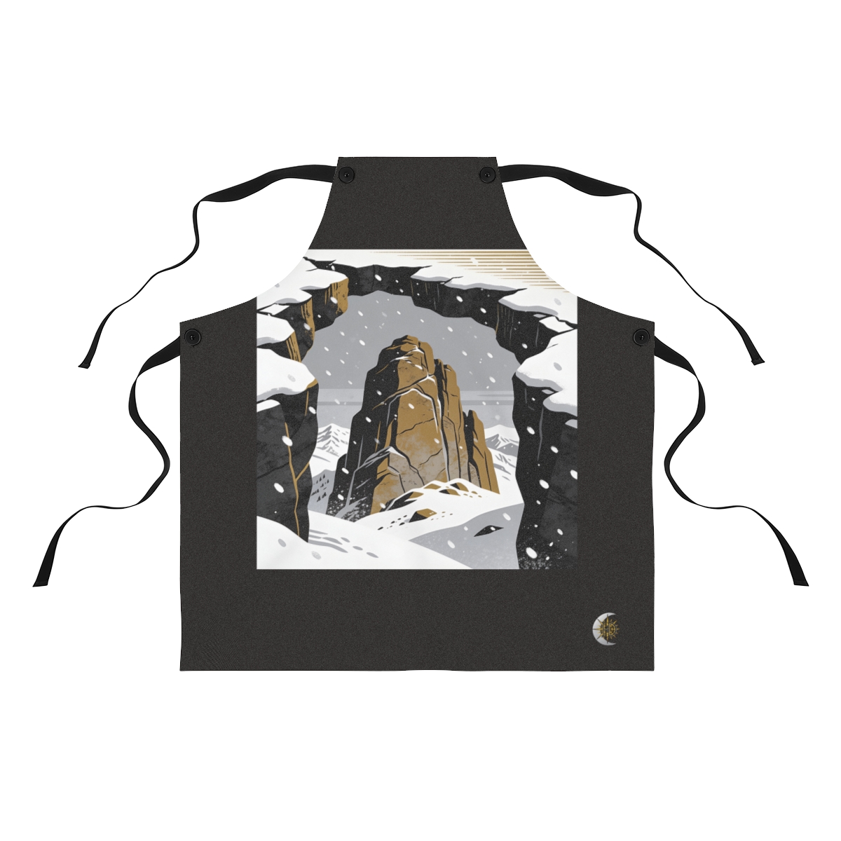 HD Granite massif framed by a broken foreground rock edge Polyester Kitchen Apron
