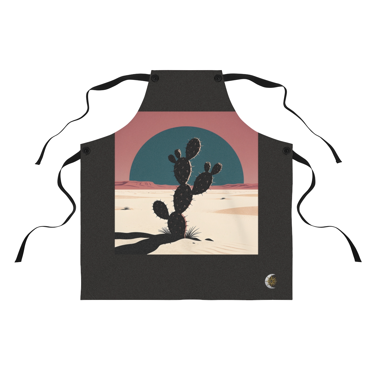 HD Prickly pear crossing a large semicircle of dusk sky Polyester Kitchen Apron