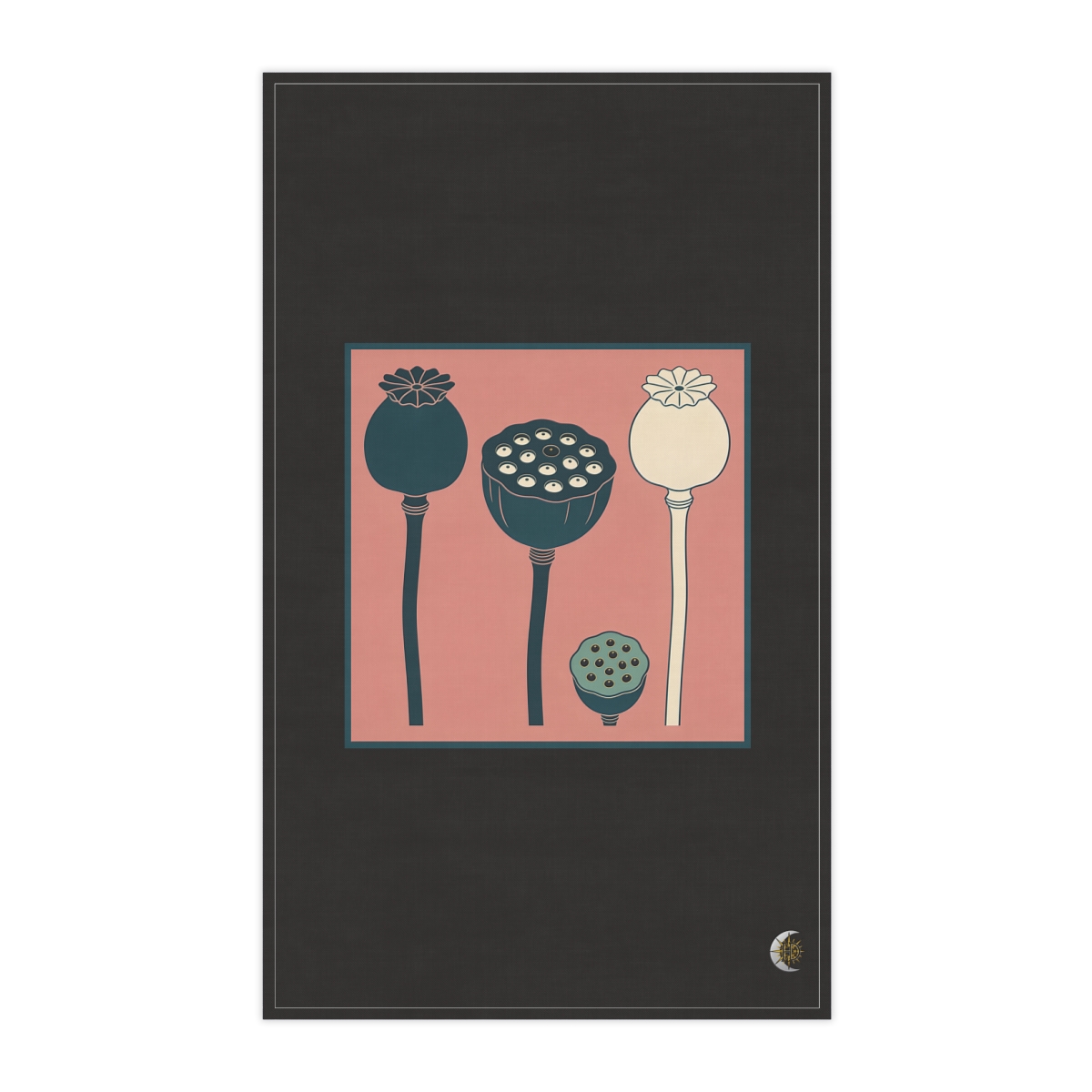 HD Lotus seed head arranged as three distinct growth stages 100% Cotton Twill Tea Towel