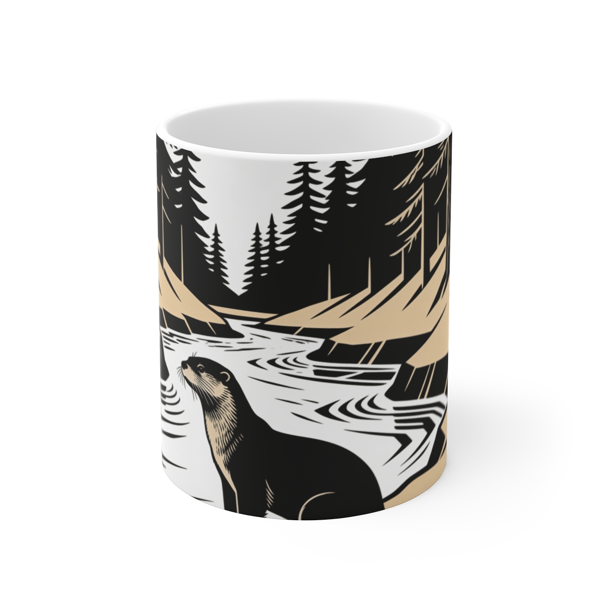 HD River otter pausing beside a flowing stream Ceramic Mug 11oz