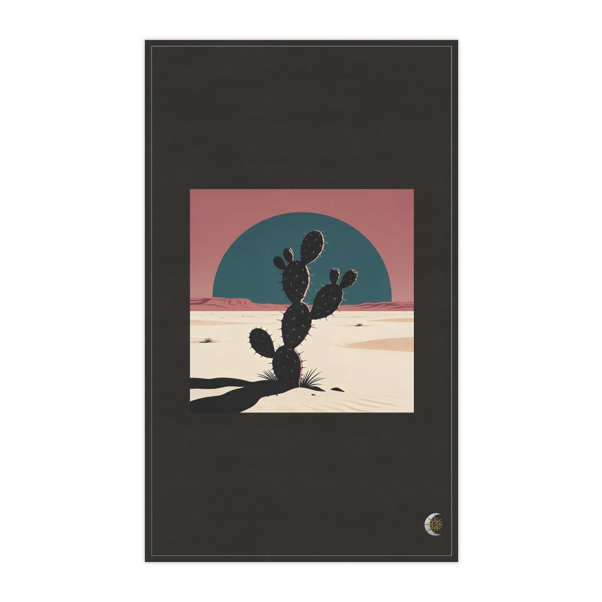 HD Prickly pear crossing a large semicircle of dusk sky 100% Cotton Twill Tea Towel