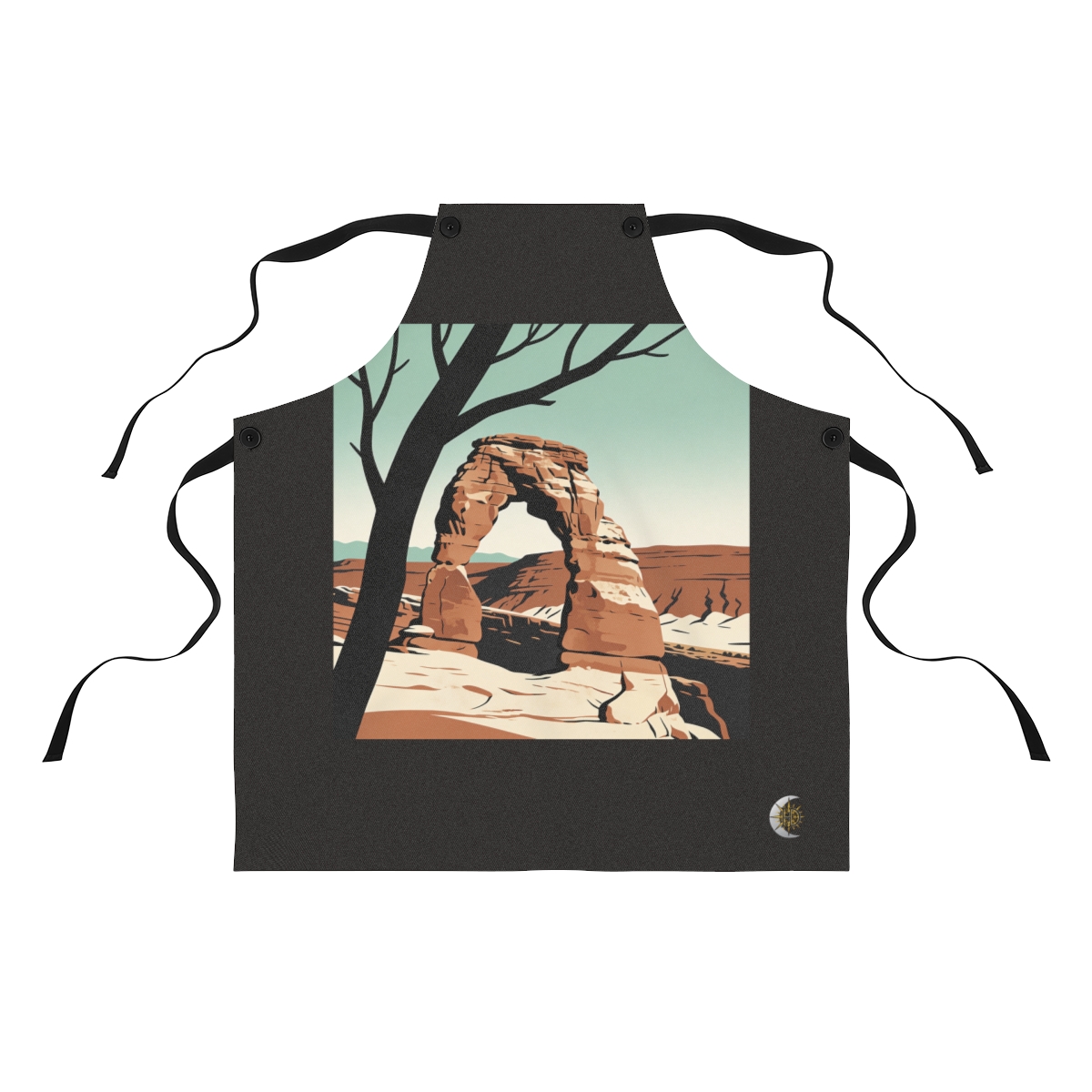 HD Small rocky arch framed by one foreground branch Polyester Kitchen Apron