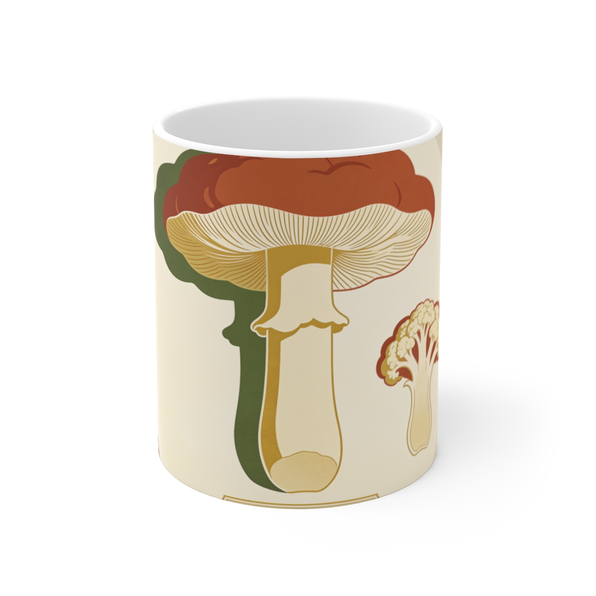 HD Cauliflower fungus shown in a large cap-and-stem sectional study Ceramic Mug 11oz