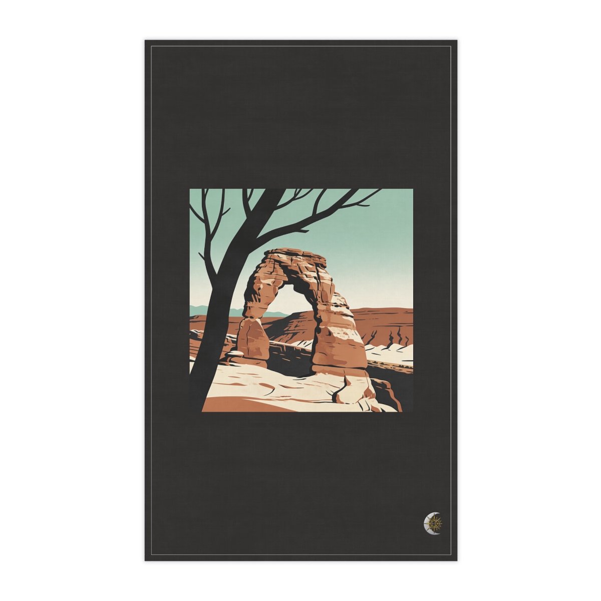 HD Small rocky arch framed by one foreground branch 100% Cotton Twill Tea Towel