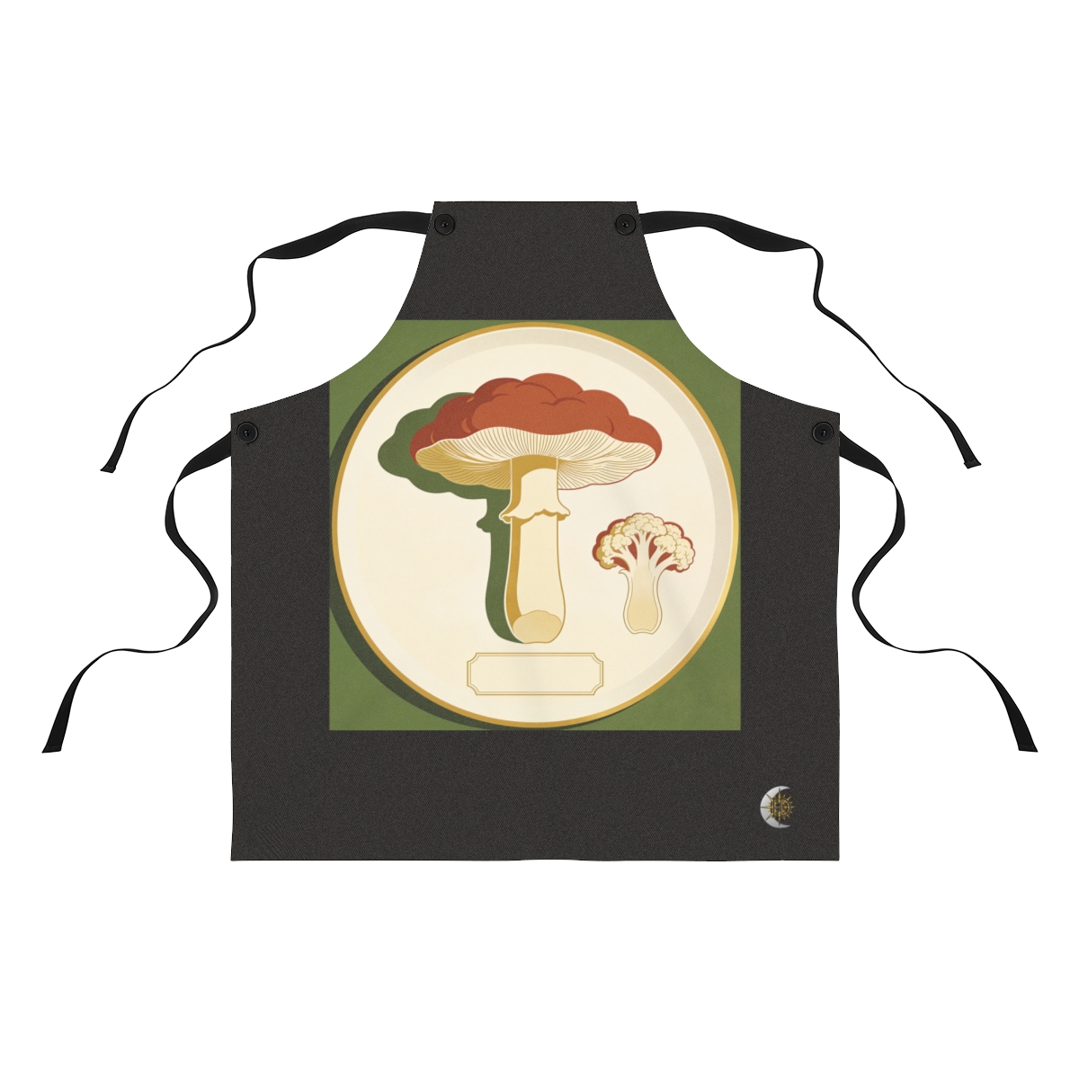 HD Cauliflower fungus shown in a large cap-and-stem sectional study Polyester Kitchen Apron