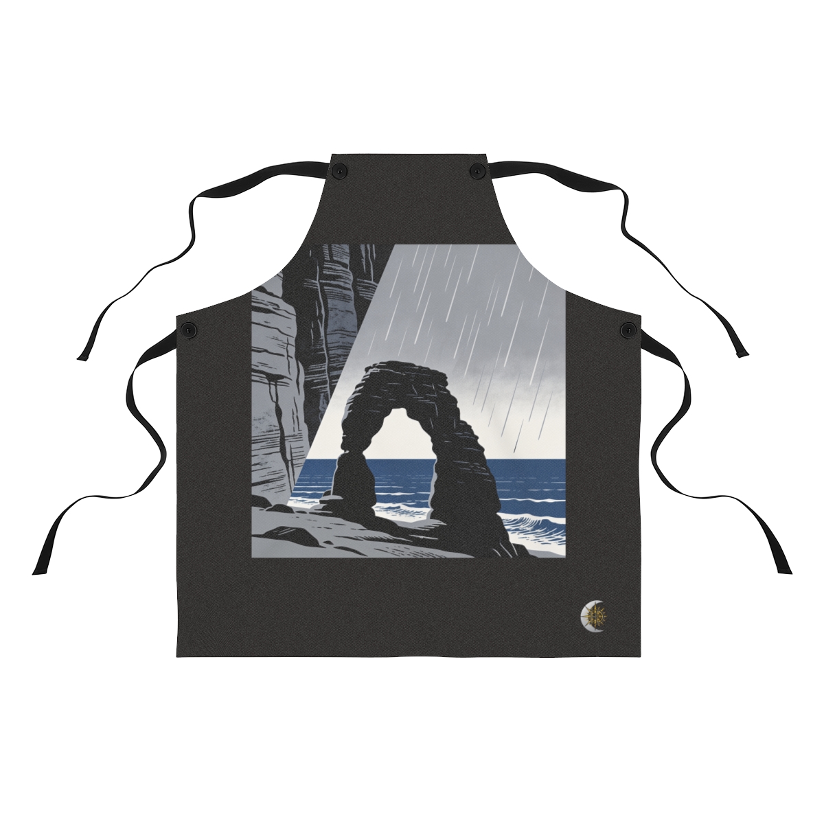 HD Coastal basalt arch dividing the image along a steep diagonal Polyester Kitchen Apron