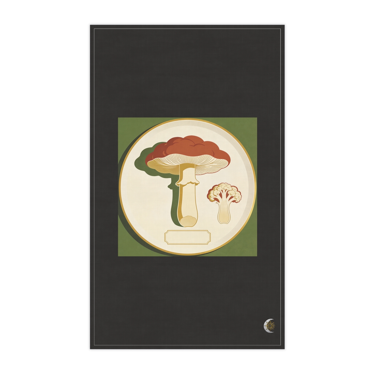 HD Cauliflower fungus shown in a large cap-and-stem sectional study 100% Cotton Twill Tea Towel
