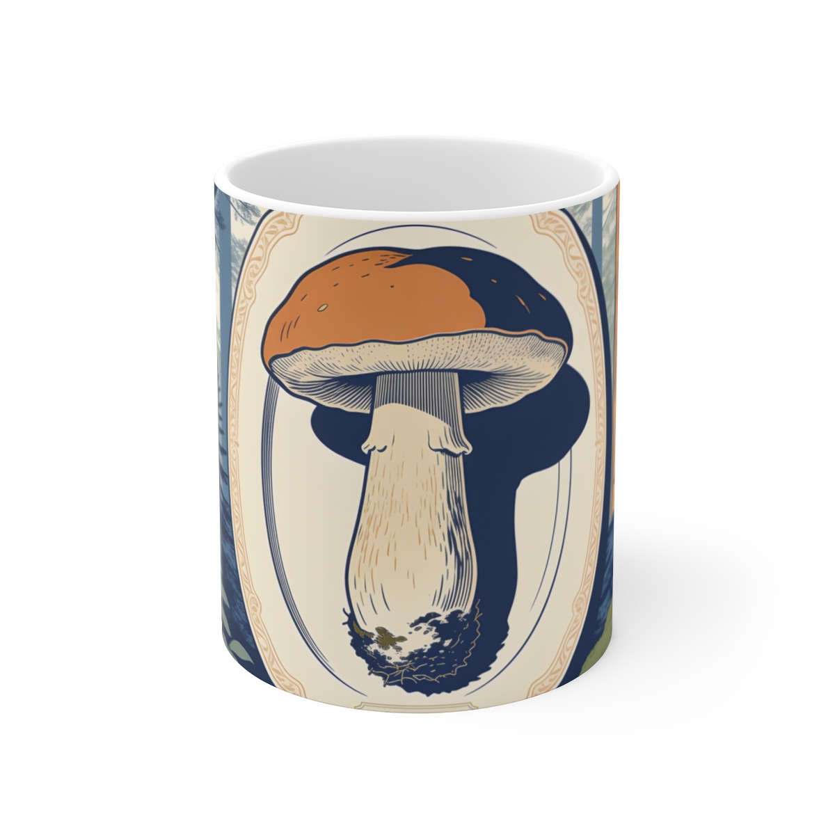 HD Woodland bolete shown in a large cap-and-stem sectional study Ceramic Mug 11oz