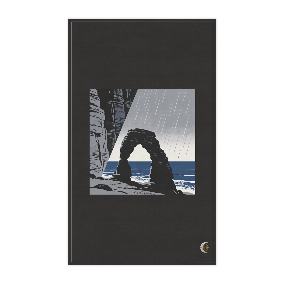 HD Coastal basalt arch dividing the image along a steep diagonal 100% Cotton Twill Tea Towel