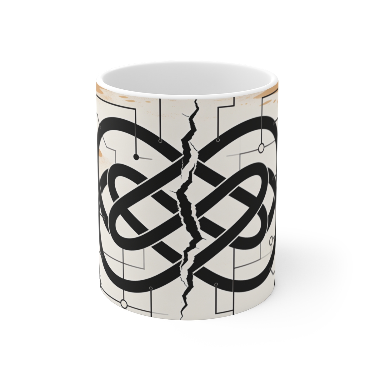 HD Wave-interference knot split into misaligned regions by a jagged fault Ceramic Mug 11oz