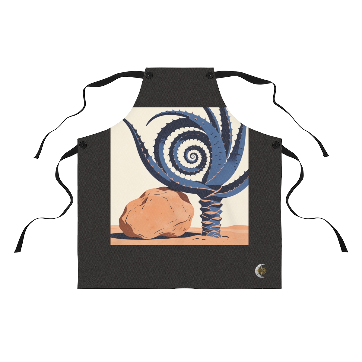 HD Spiral aloe balanced beside an irregular clay-colored rock Polyester Kitchen Apron