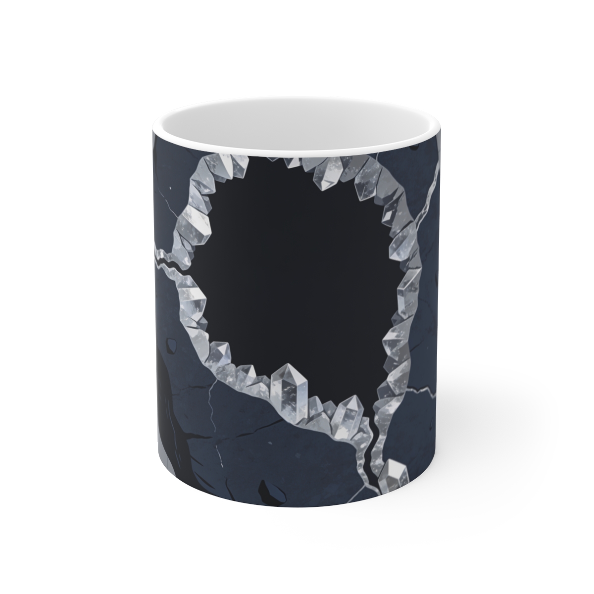 HD Quartz vein in basalt flowing around one large central void Ceramic Mug 11oz