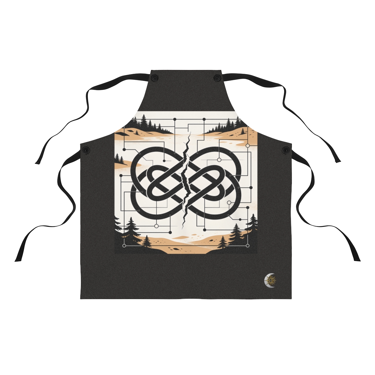 HD Wave-interference knot split into misaligned regions by a jagged fault Polyester Kitchen Apron
