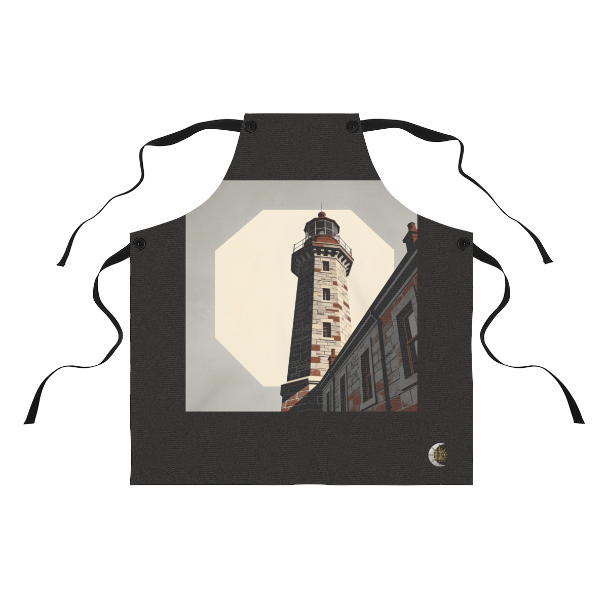 HD Stone lighthouse rising beside an empty polygon of sky Polyester Kitchen Apron