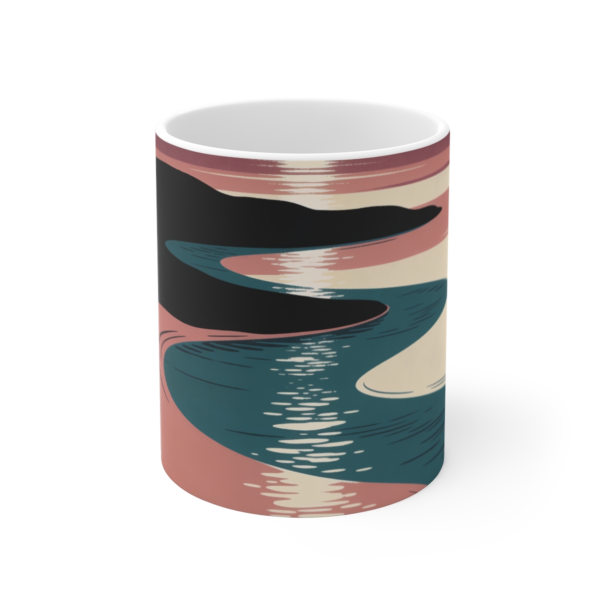 HD Shallow delta reflecting a broken arc of moonlight Ceramic Mug 11oz