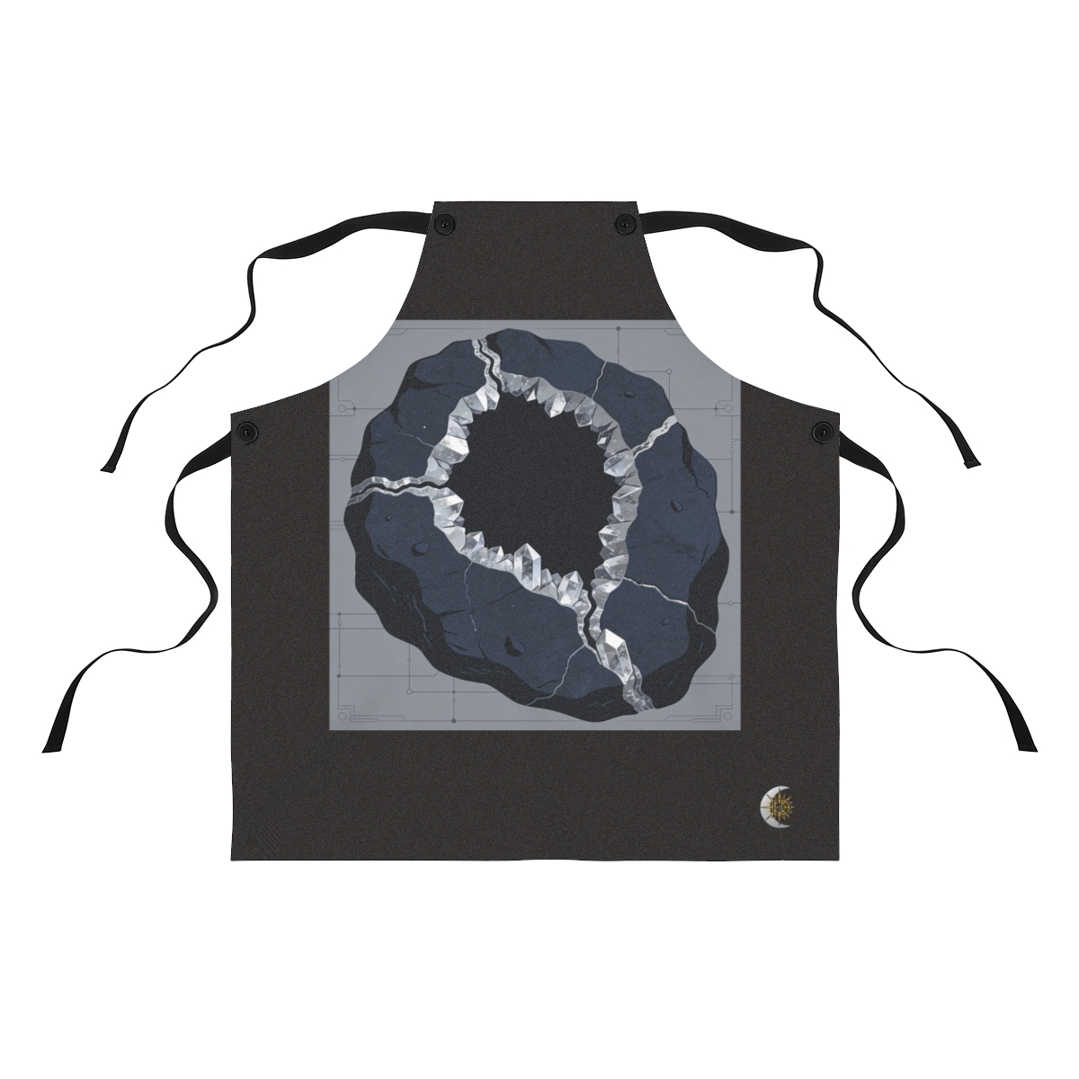 HD Quartz vein in basalt flowing around one large central void Polyester Kitchen Apron