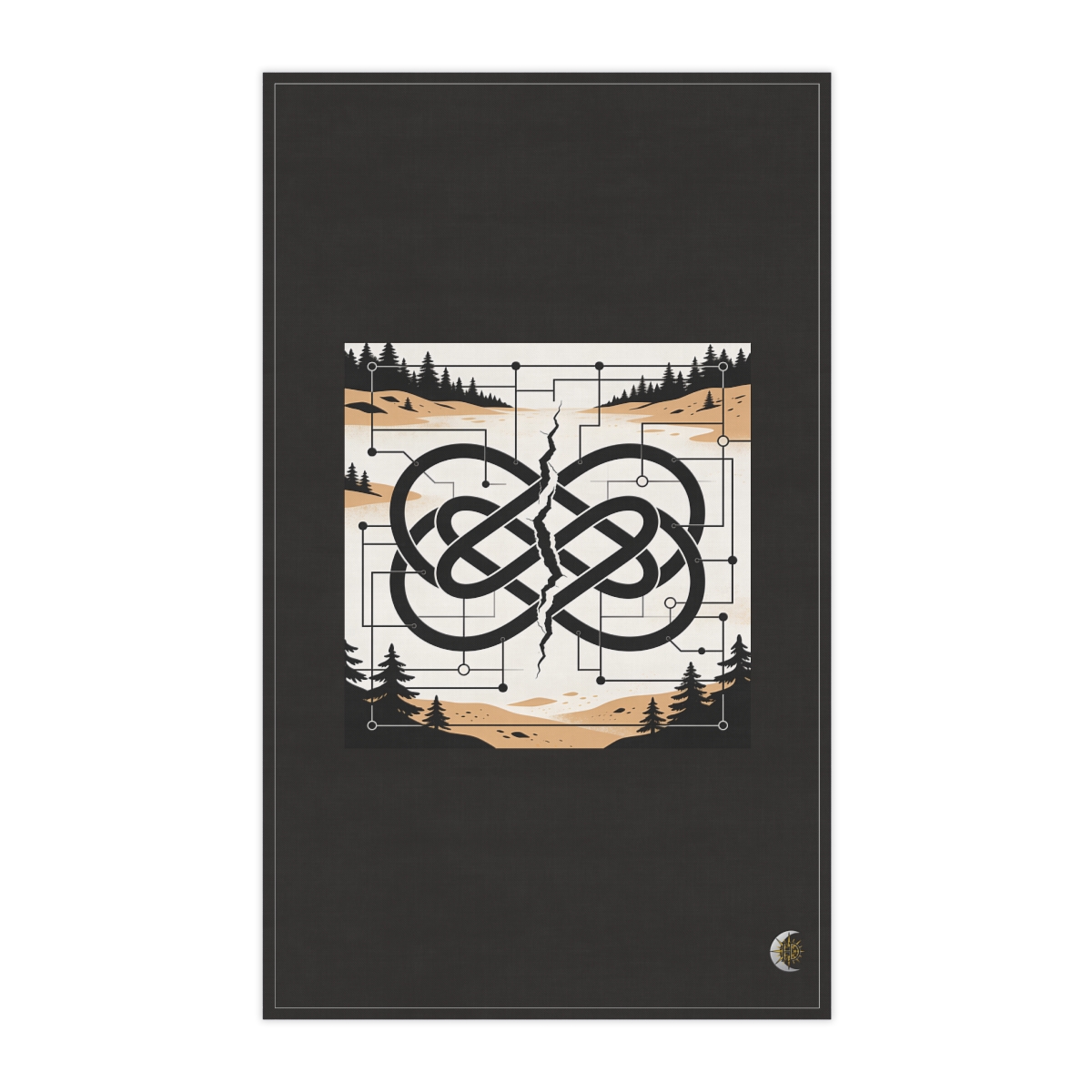 HD Wave-interference knot split into misaligned regions by a jagged fault 100% Cotton Twill Tea Towel