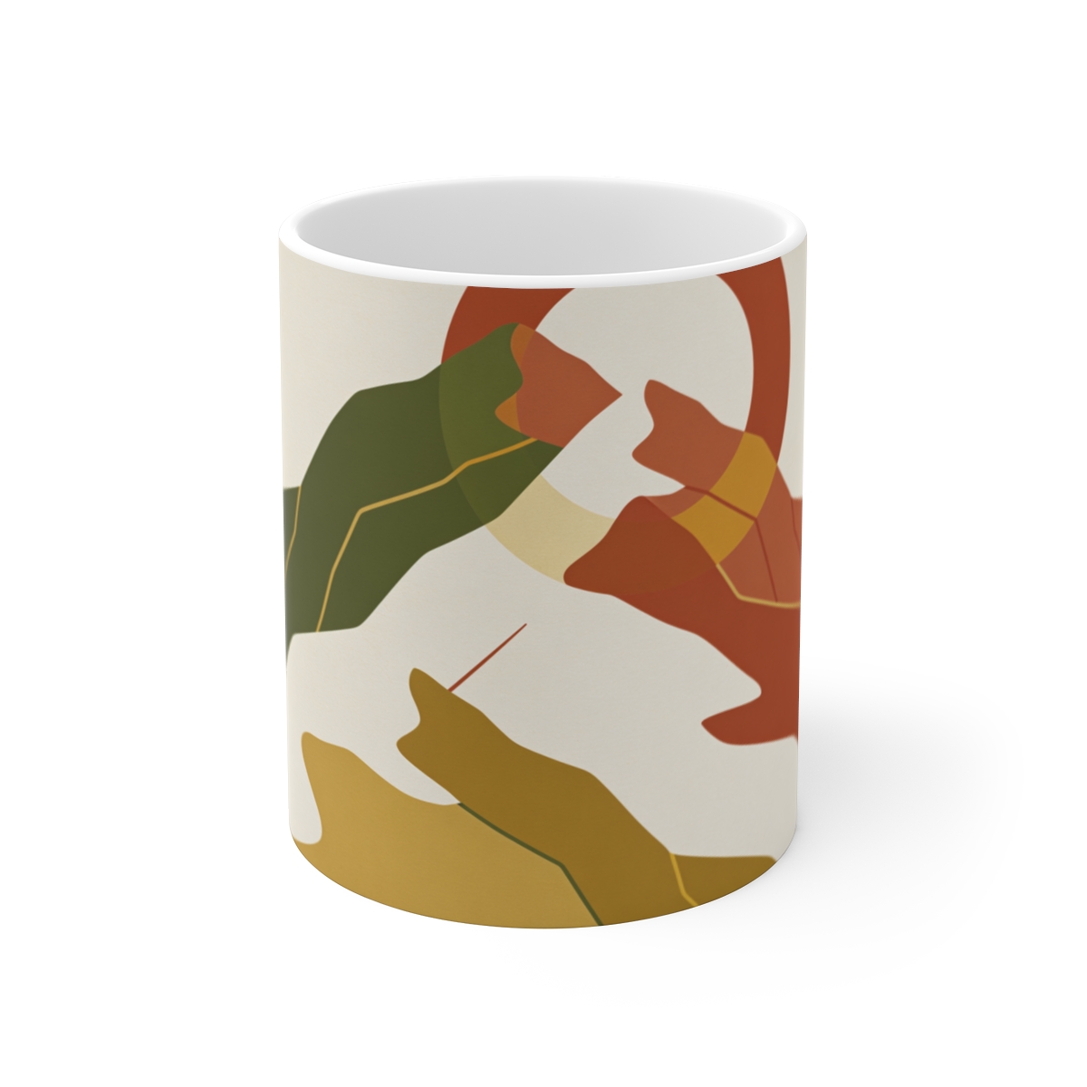 HD Sun behind a mountain arranged as overlapping flat color shapes Ceramic Mug 11oz