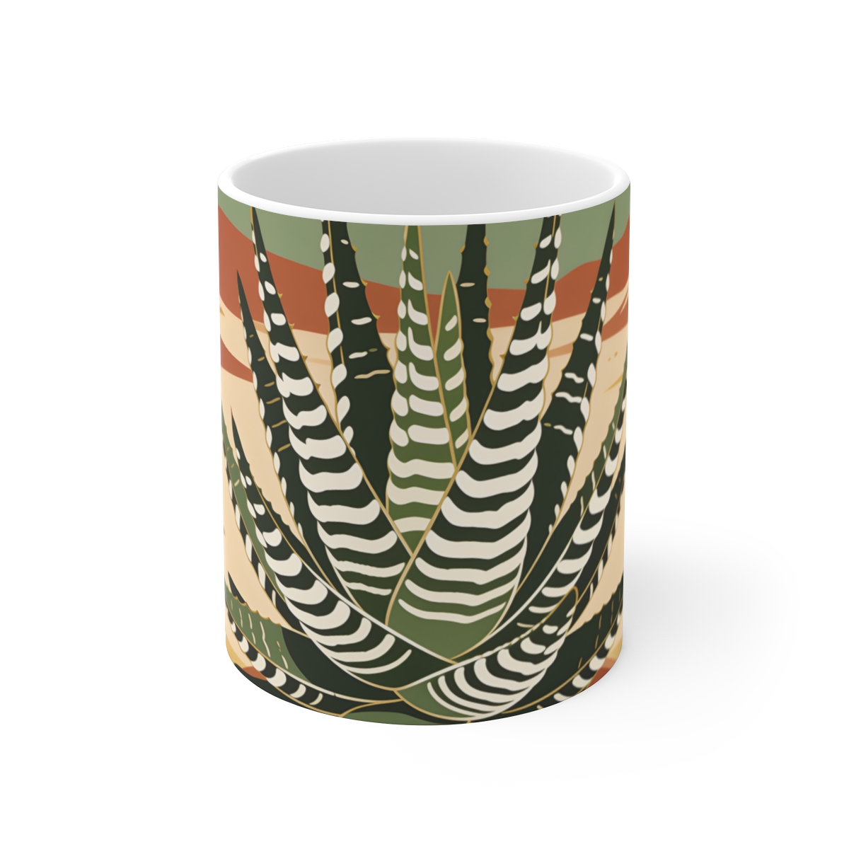 HD Zebra haworthia seen in a close radial growth study Ceramic Mug 11oz