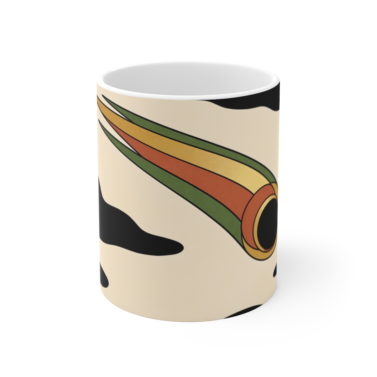 HD Ribbon-tailed comet arranged as overlapping flat color shapes Ceramic Mug 11oz