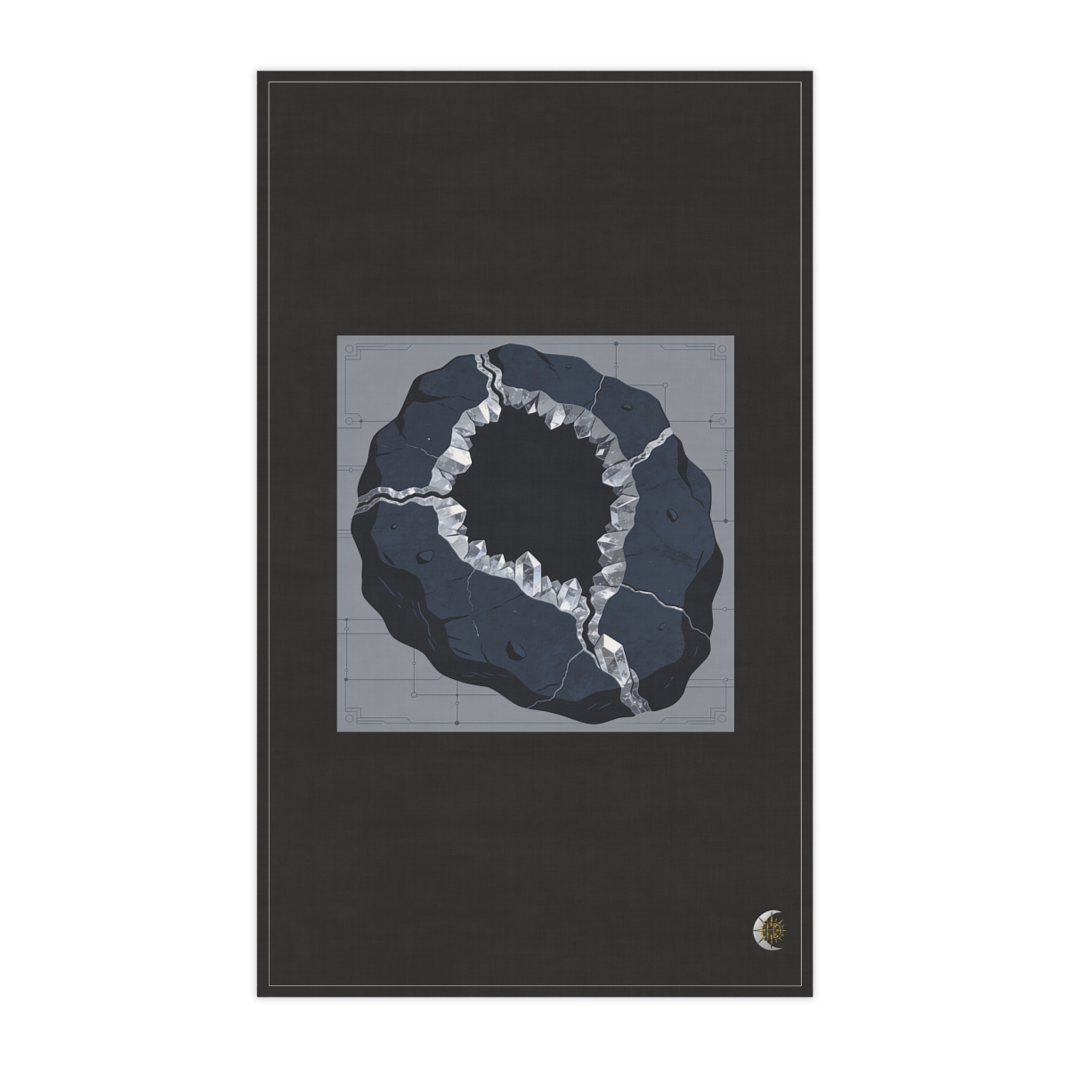 HD Quartz vein in basalt flowing around one large central void 100% Cotton Twill Tea Towel
