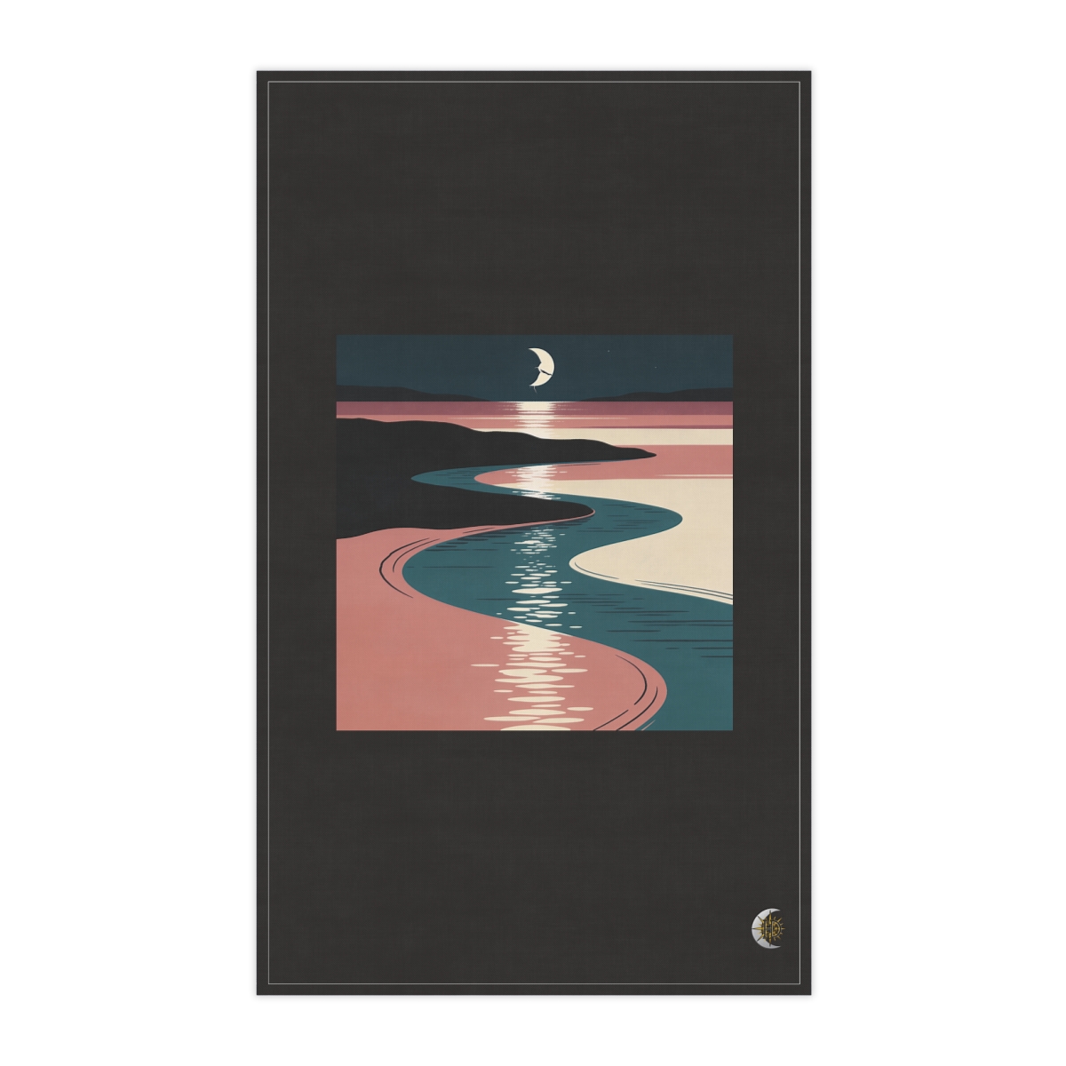 HD Shallow delta reflecting a broken arc of moonlight 100% Cotton Twill Tea Towel