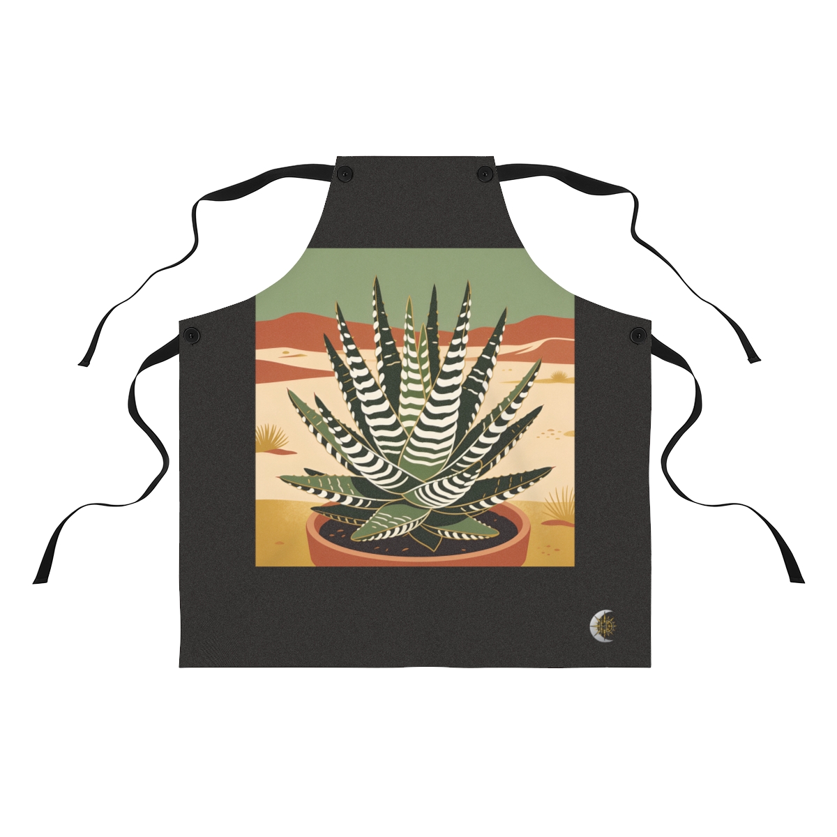 HD Zebra haworthia seen in a close radial growth study Polyester Kitchen Apron