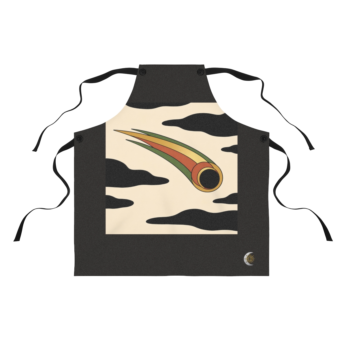HD Ribbon-tailed comet arranged as overlapping flat color shapes Polyester Kitchen Apron